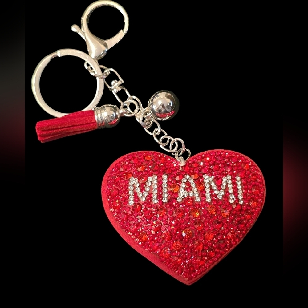 Miami Rhinestone Heart – Sparkly Bling Bag Charm And Keychain